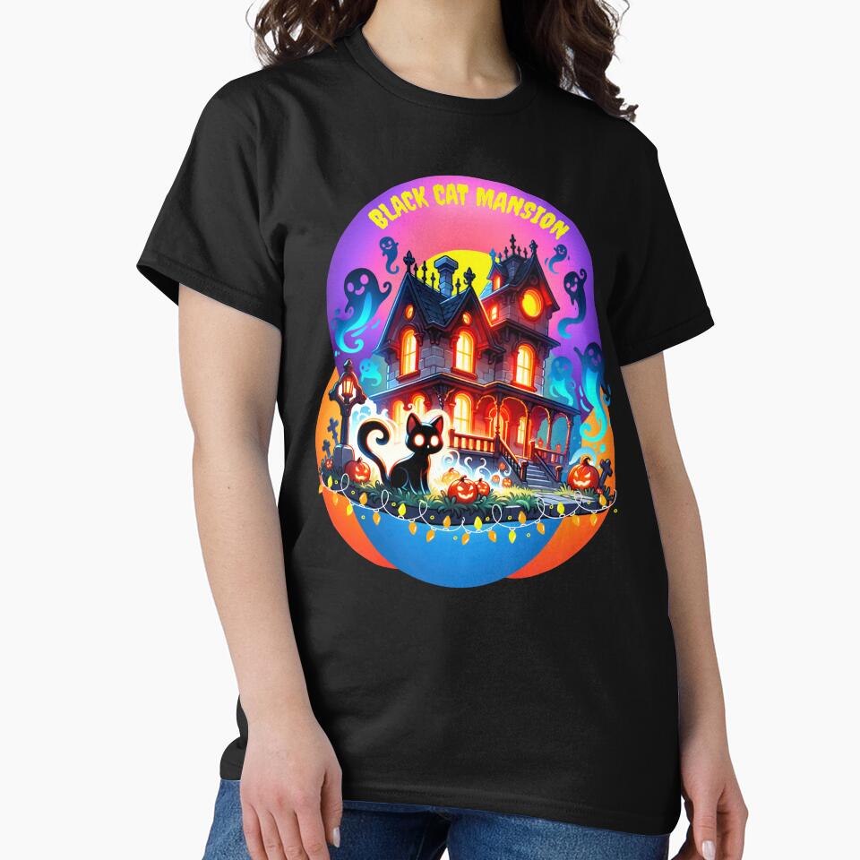Black Cat Mansion by I-I-Trading-Co T-Shirts, Hoodie, Sweatshirt | BlankRebels.com (Image 2)