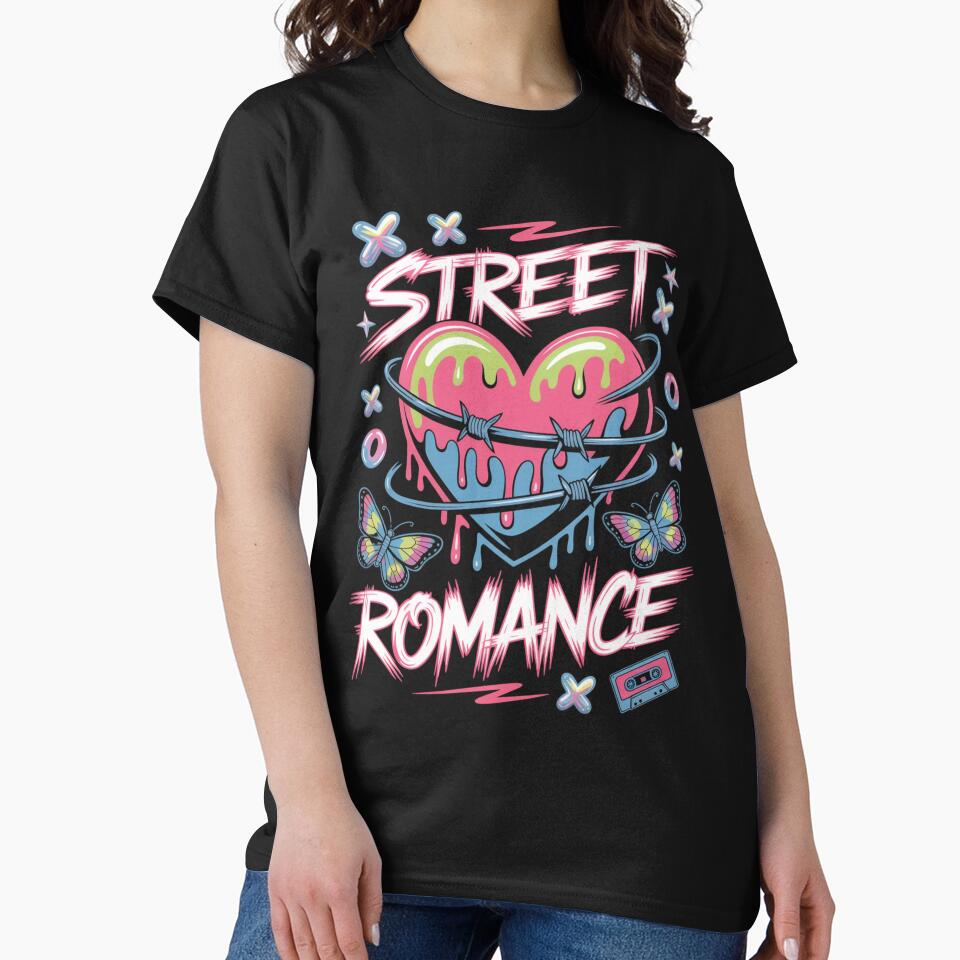 Street Romance Barbed Wire Dripping Heart Butterfly Y2K Valentine's Day by DarylWelsh2024 T-Shirts, Hoodie,... (Image 2)