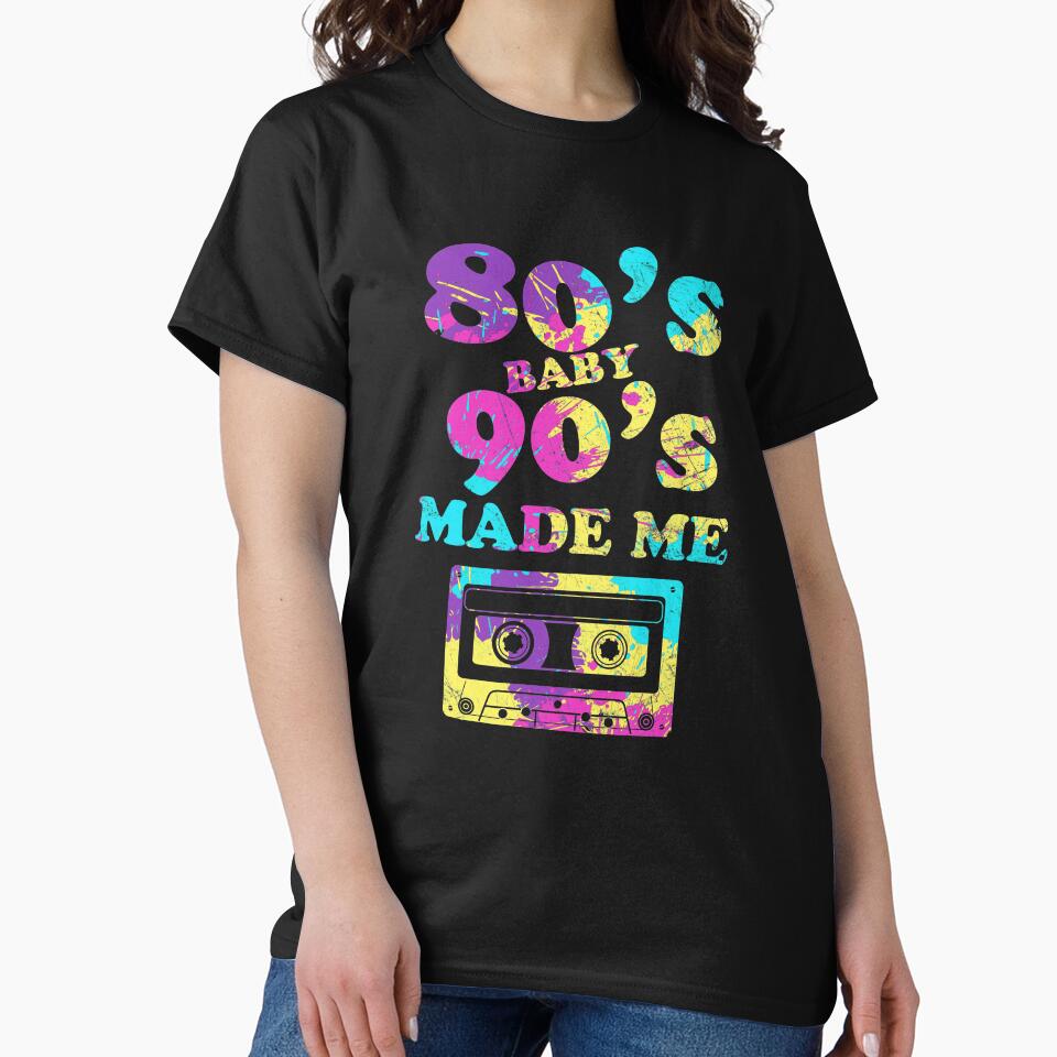 Retro 80s Baby 90s Made Me Vintage Graphic Tee Cassette by majuga Hoodie, Sweatshirt | BlankRebels.com (Image 2)