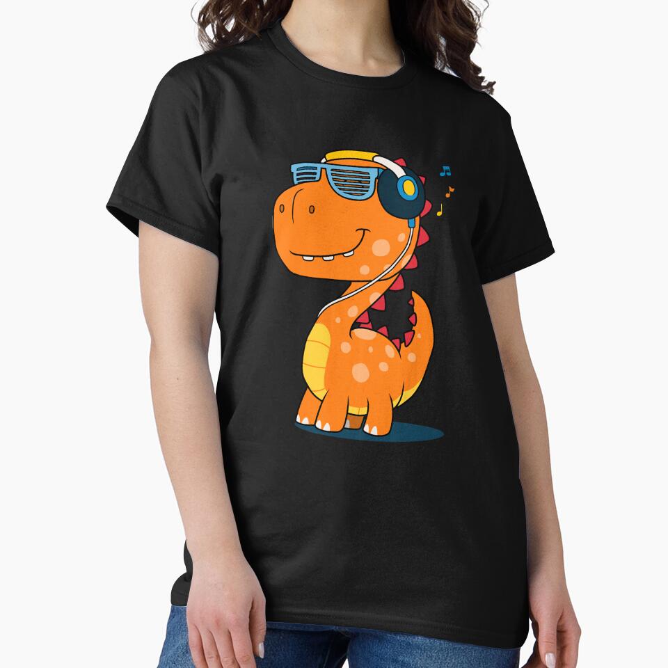 Cool Dinosaur listening to Music by kalud-zoldyck T-Shirts, Hoodie, Sweatshirt | BlankRebels.com (Image 2)