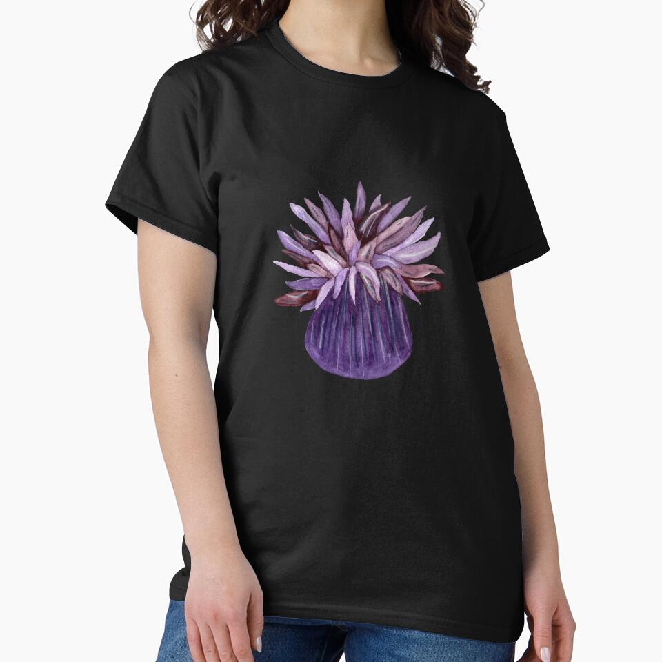 Coral flower violet ocean reef watercolor sketch black by Yana Mustafina | Boho Soulful Designs T-Shirts,... (Image 2)