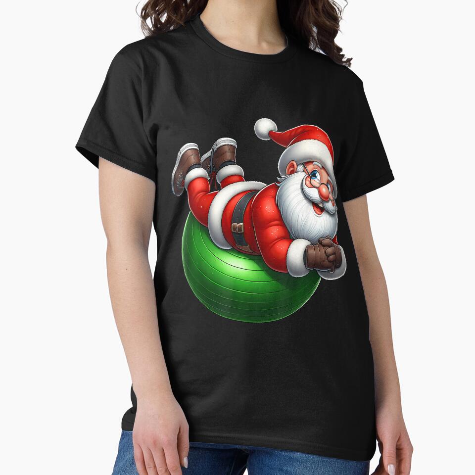 Santa Claus Exercise Ball Gym Fitness Workout Christmas by HollyTrina1 T-Shirts, Hoodie, Sweatshirt (Image 2)