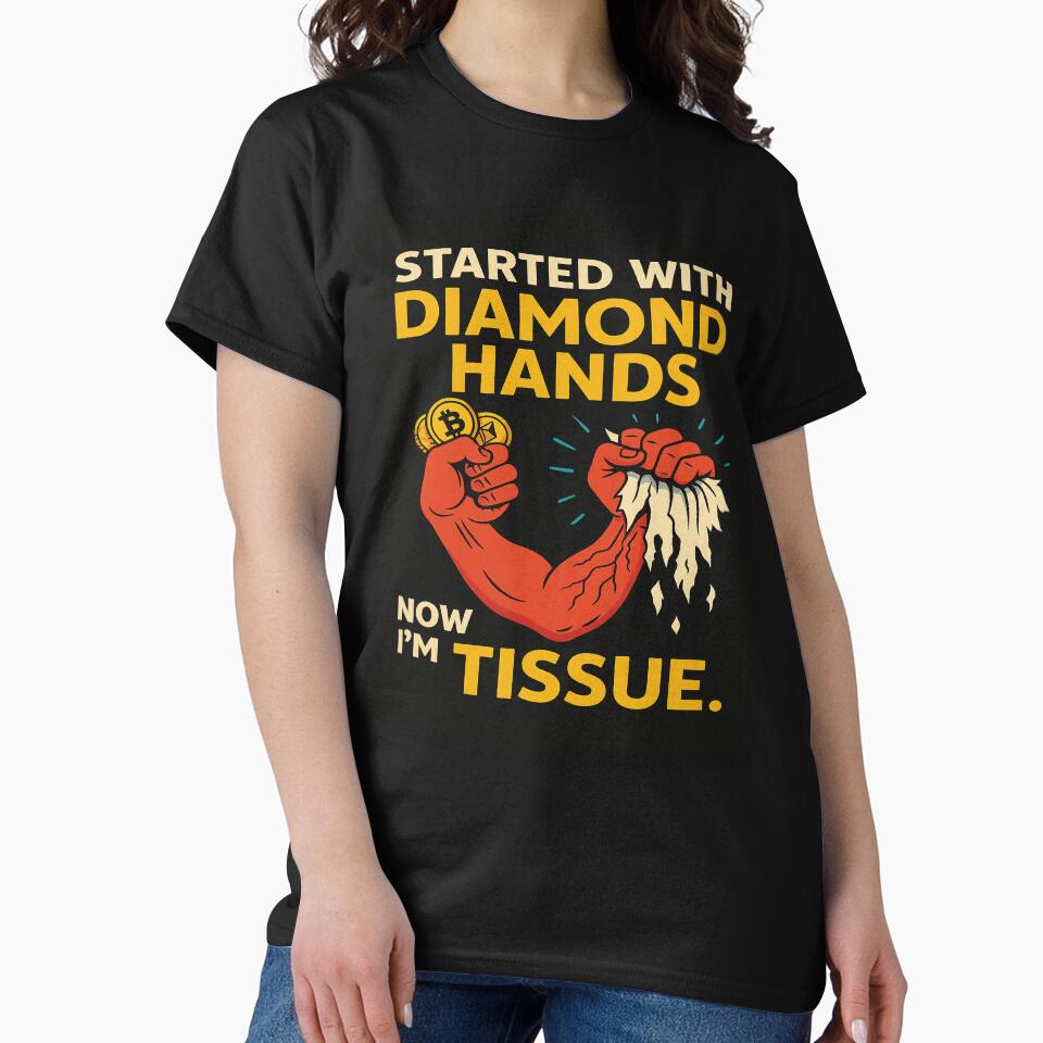 Started with Diamond Hands… Now I’m Tissue – Crypto Meme by Alibiclothing T-Shirts, Hoodie, Sweatshirt (Image 2)