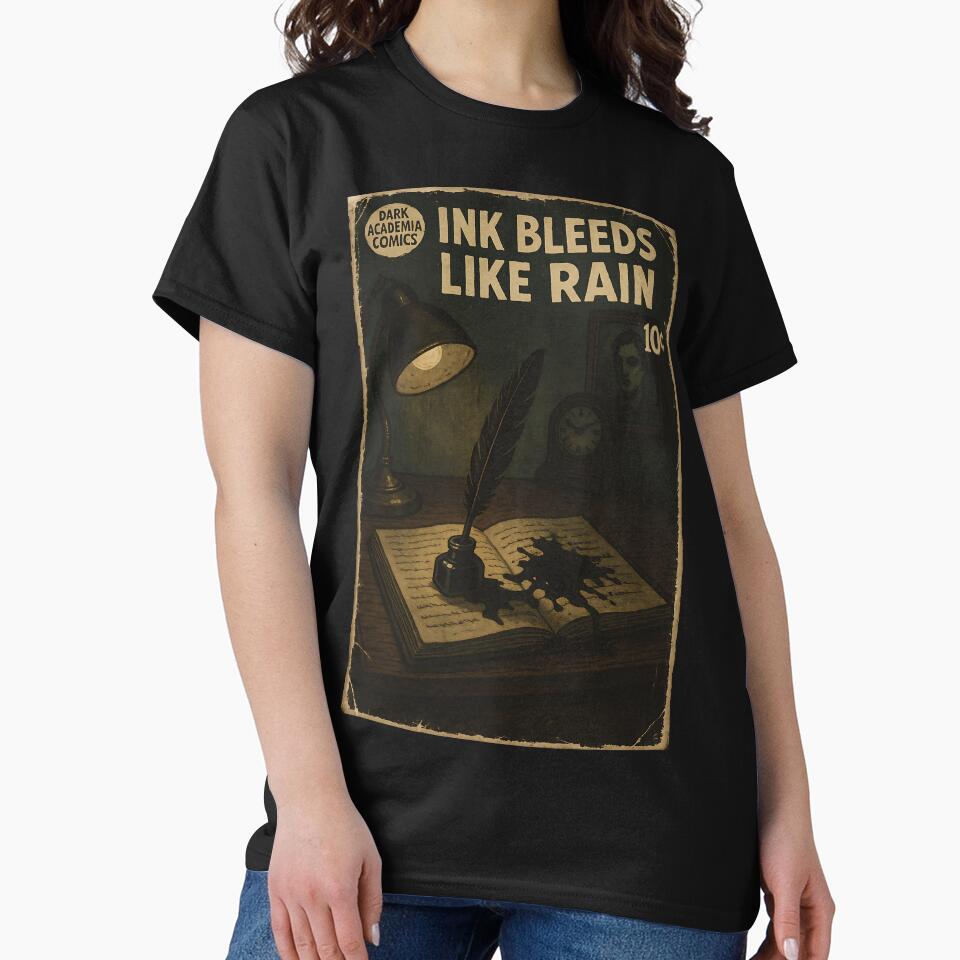 Vintage Dark Academia: Ink bleeds like rain by bapupa T-Shirts, Hoodie, Sweatshirt | BlankRebels.com (Image 2)