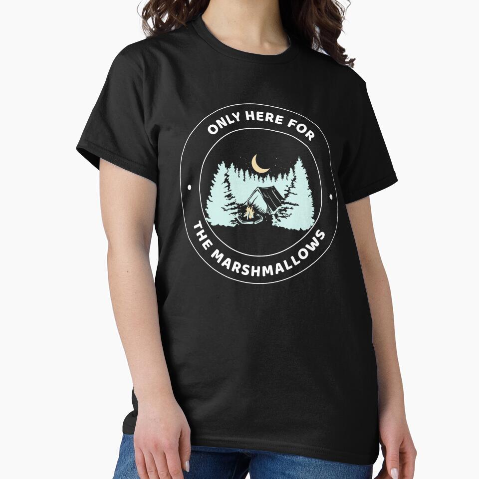 Only Here for the Marshmallows – Retro Camping Badge Design by TalkTee Me T-Shirts, Hoodie, Sweatshirt (Image 2)