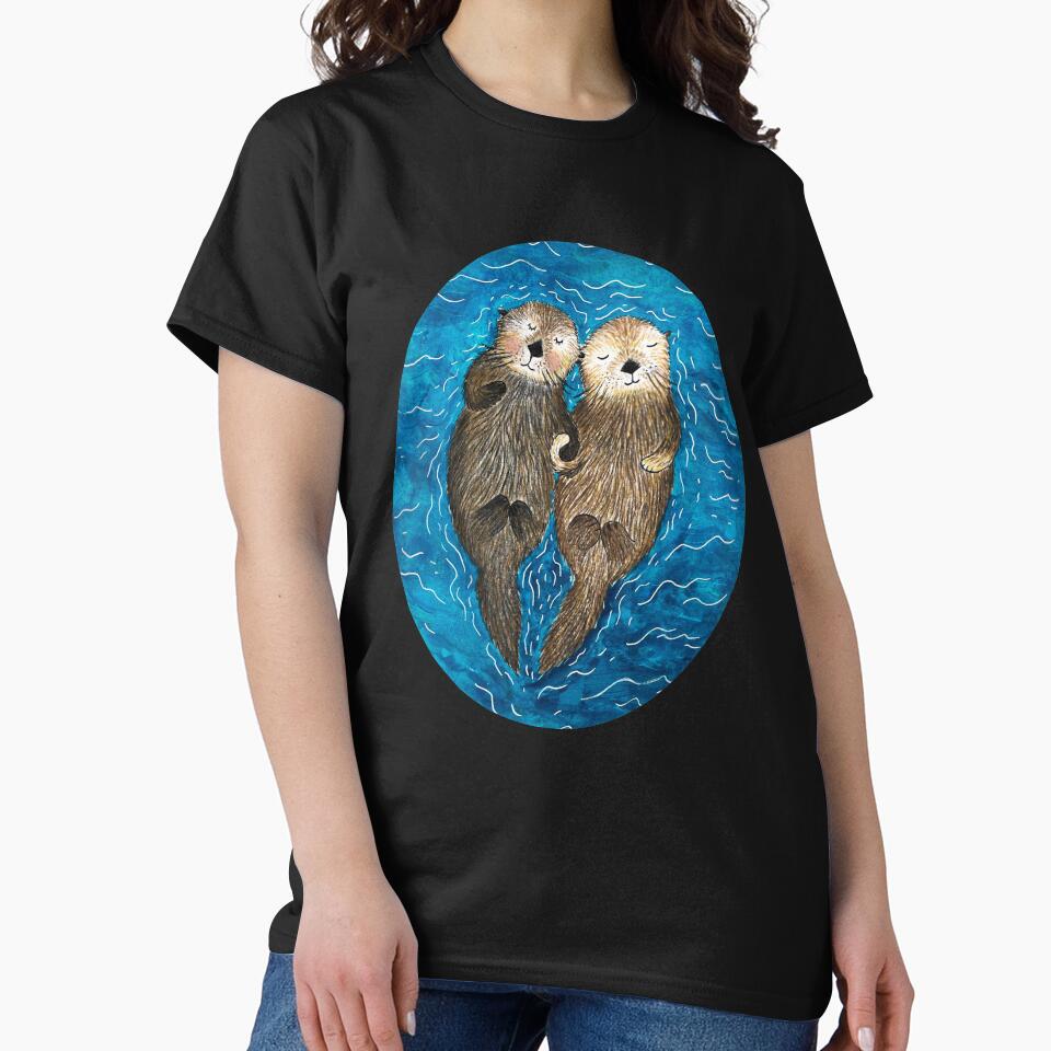 Sea Otters Holding Hands by emilienunez T-Shirts, Hoodie, Sweatshirt | BlankRebels.com (Image 2)
