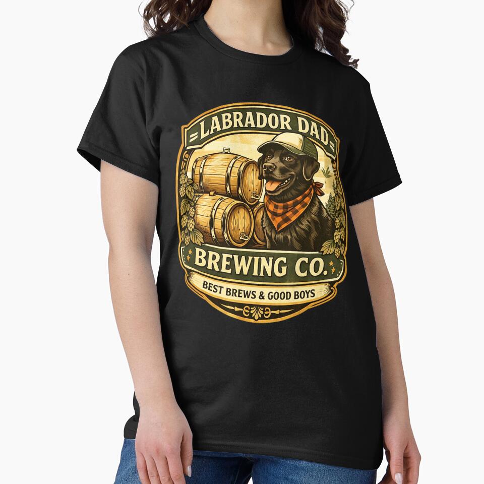 Labrador Dad Brewing Co Gift – Craft Beer Lover Dog Dad Vintage Brewery Shirt by PawPrintCustom