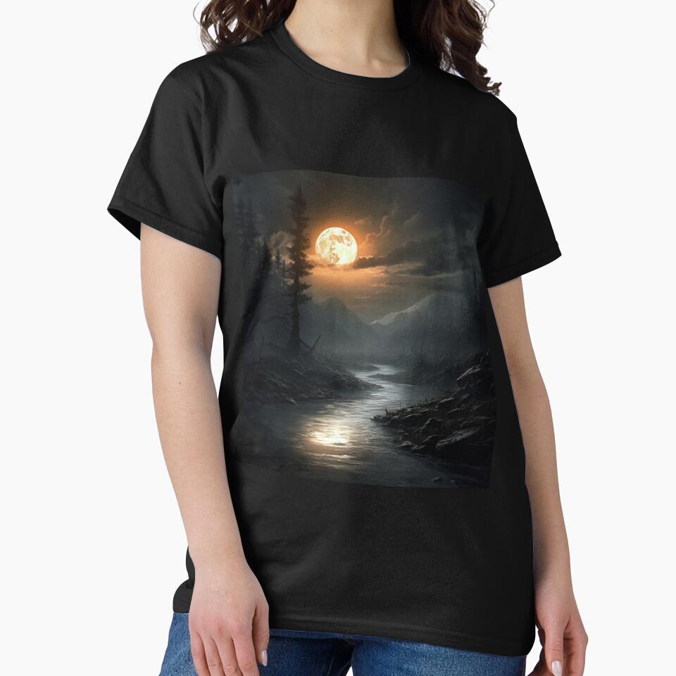 Dark Fantasy Landscape - Orange Moon by Fantasy Masterpiece T-Shirts, Hoodie, Sweatshirt | BlankRebels.com (Image 2)