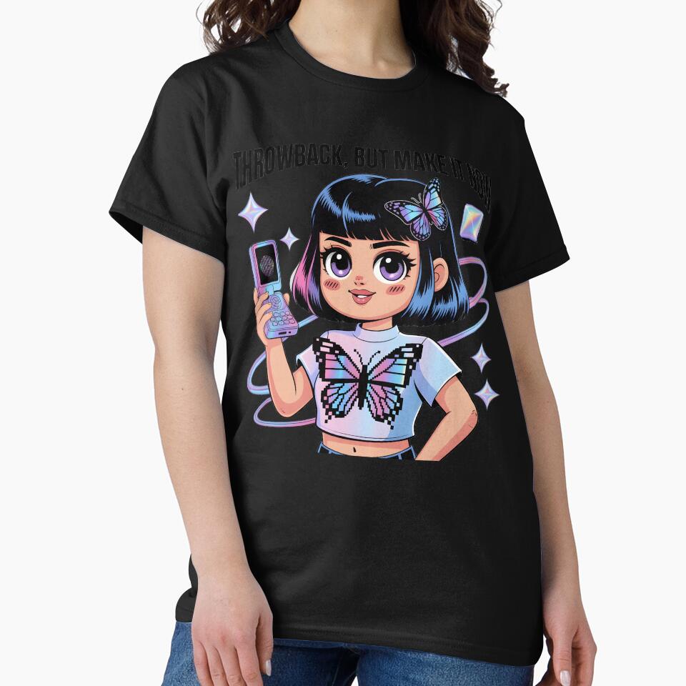 Throwback But Make It Now - Y2K Aesthetic Flip Phone Butterfly Girl Art by AnnDesignStudio T-Shirts, Hoodie,... (Image 2)