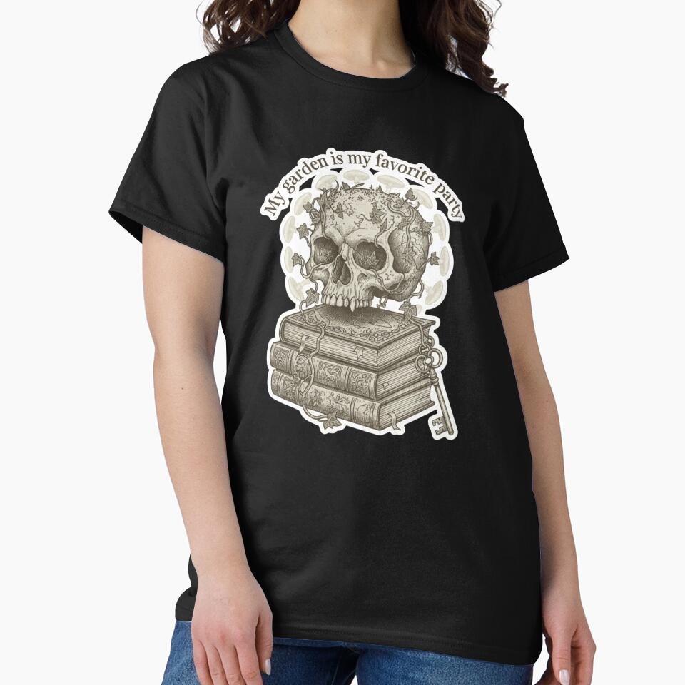 My Garden Is My Favorite Party - Gothic Skull and Books by BlissHalo T-Shirts, Hoodie, Sweatshirt | BlankRebels.com (Image 2)