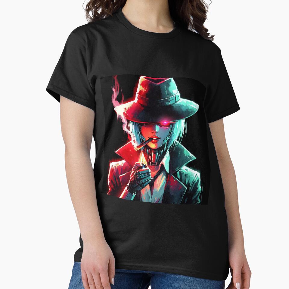 Cyberpunk mafia girl with cigar by RESToRAPTOR T-Shirts, Hoodie, Sweatshirt | BlankRebels.com (Image 2)