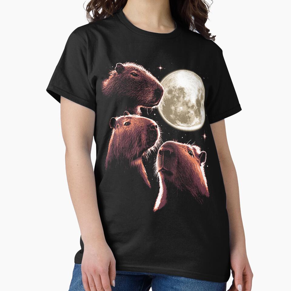 Three Capybara Moon Funny Capybara Meme Mystical Capybara by vomaria T-Shirts, Hoodie, Sweatshirt | BlankRebels.com (Image 2)
