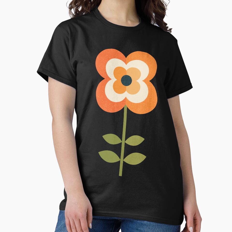 Retro Flower - Orange and Charcoal by Daisy Beatrice