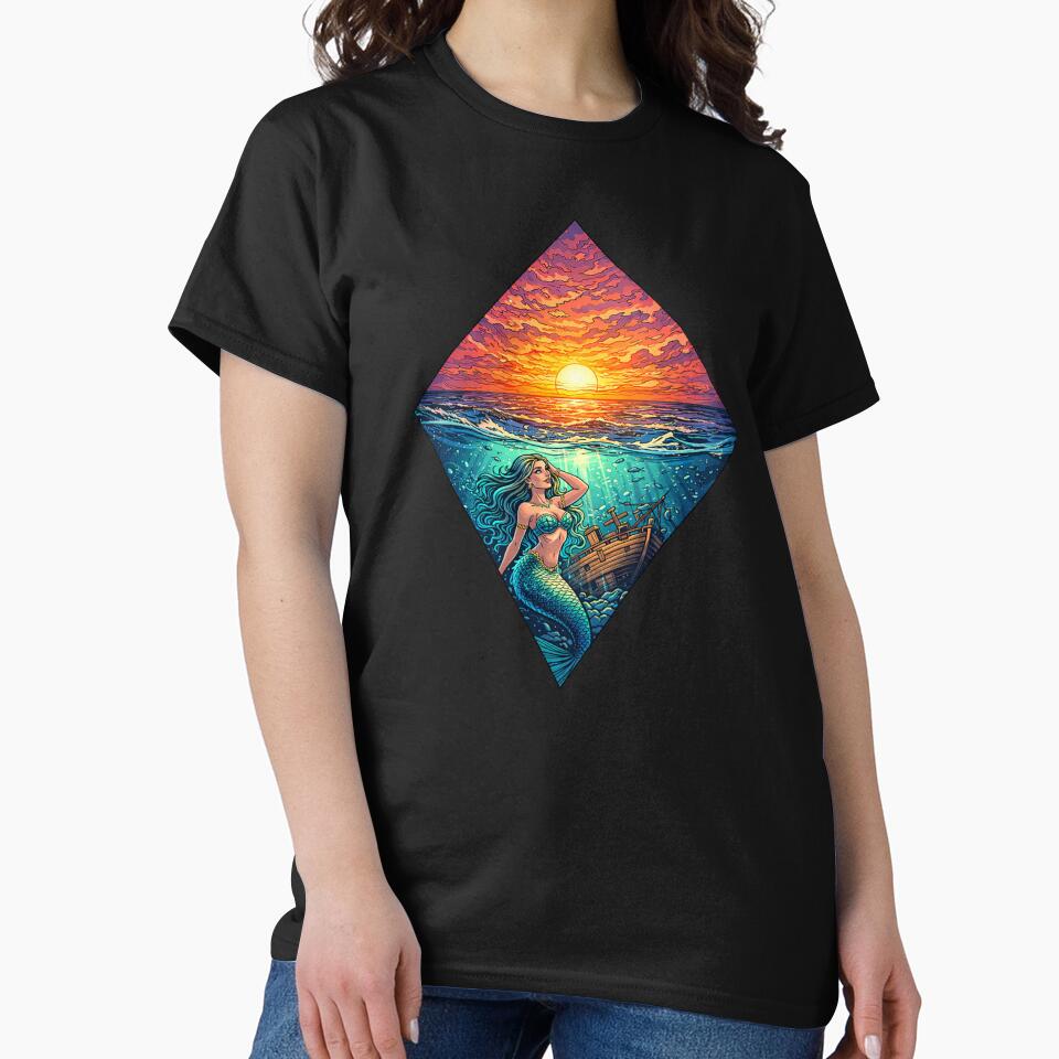 Beautiful Mermaid Sunset Art by Planetporridge T-Shirts, Hoodie, Sweatshirt | BlankRebels.com (Image 2)