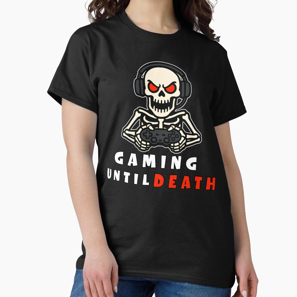 Gaming Until Death Hardcore Gamer Skull with Controller Design by Bawek85Designs T-Shirts, Hoodie, Sweatshirt (Image 2)