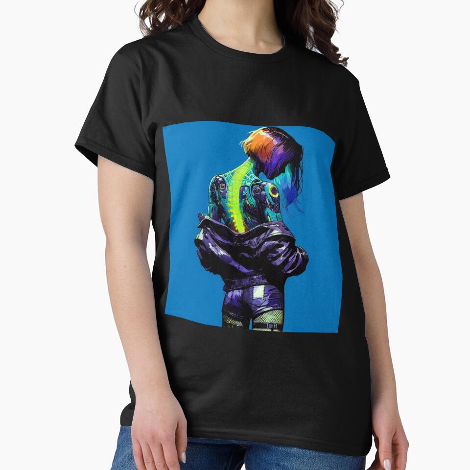 Cyberpunk Girl Holographic Spine by RESToRAPTOR T-Shirts, Hoodie, Sweatshirt | BlankRebels.com (Image 2)