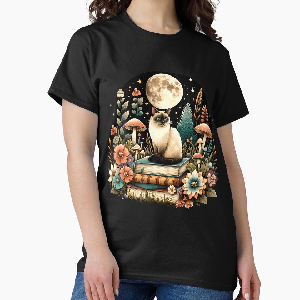 Cute Mushroom Cottagecore Aesthetic Siamese Cat by PatriciaKelsey T-Shirts, Hoodie, Sweatshirt | BlankRebels.com (Image 2)