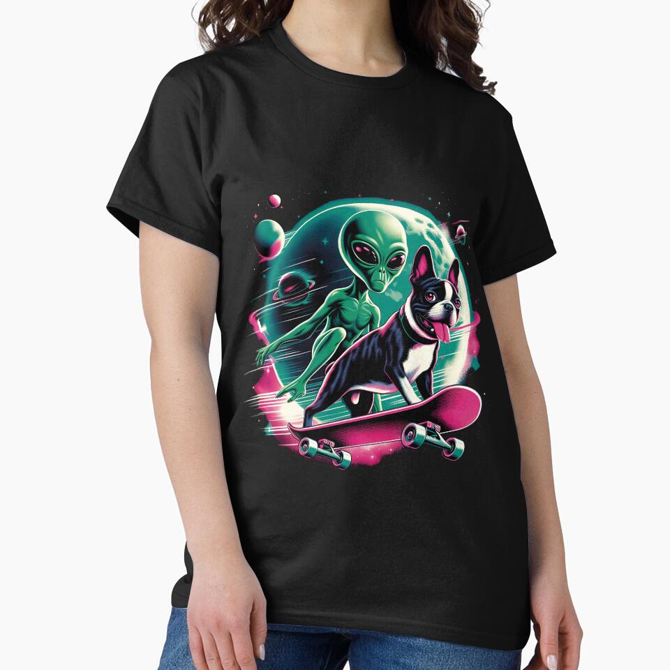 Space skateboard Alien T-shirt by PrintyArts Hoodie, Sweatshirt | BlankRebels.com (Image 2)