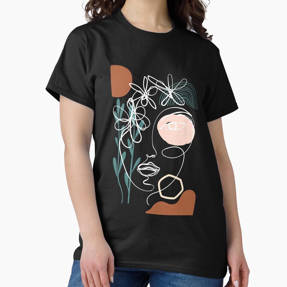 Line Art Face Abstract Art One Line Minimal by DavidBatton T-Shirts, Hoodie, Sweatshirt | BlankRebels.com (Image 2)