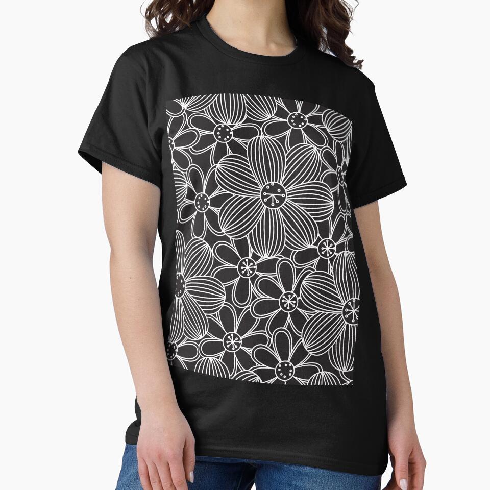 black anfd white flowers by artbyrosse T-Shirts, Hoodie, Sweatshirt | BlankRebels.com (Image 2)