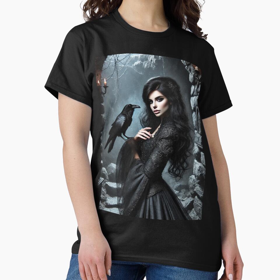 Gothic Enchantress with Raven in Mysterious Castle by CritterManiaUK T-Shirts, Hoodie, Sweatshirt | BlankRebels.com (Image 2)