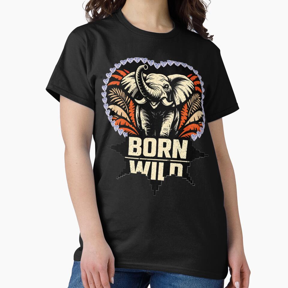 African Elephant Streetwear Art  Born Wild Spirit  Graphic Hoodie Design by SavannaStrikes T-Shirts, Sweatshirt (Image 2)