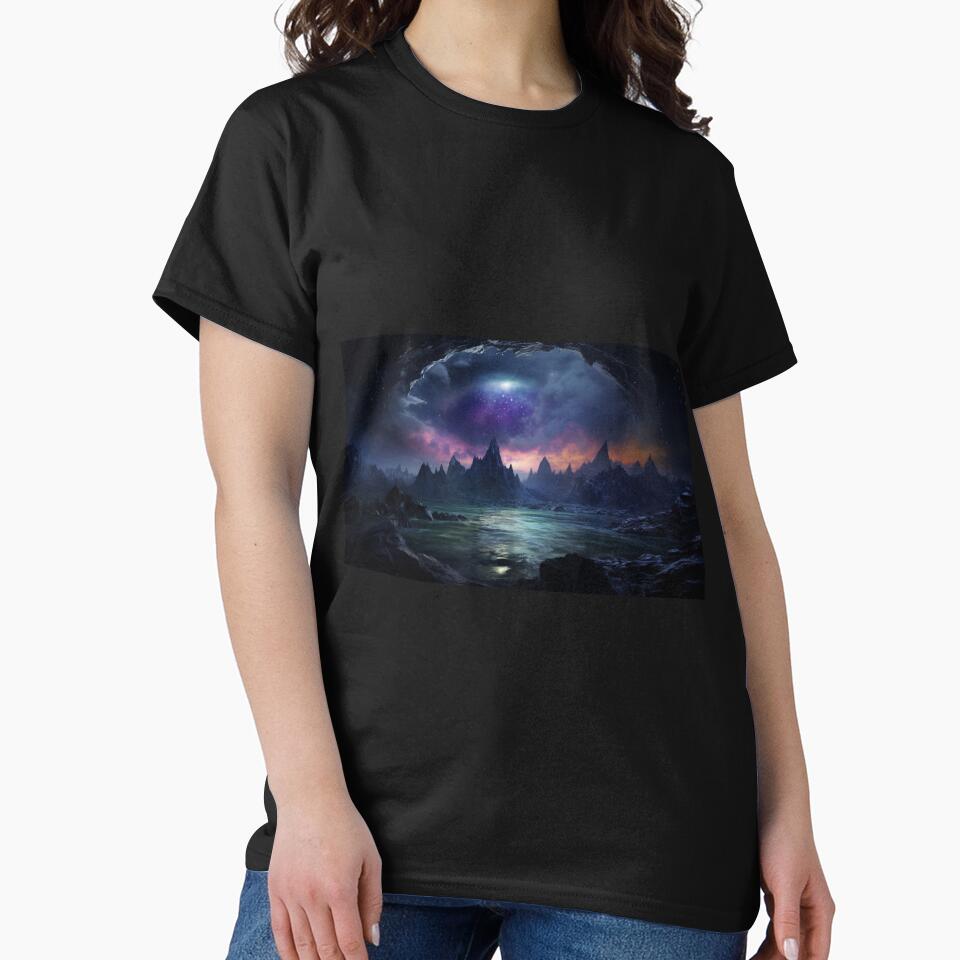Dark Fantasy Landscape Orbiting Black Hole T-Shirts, Hoodie, Sweatshirt