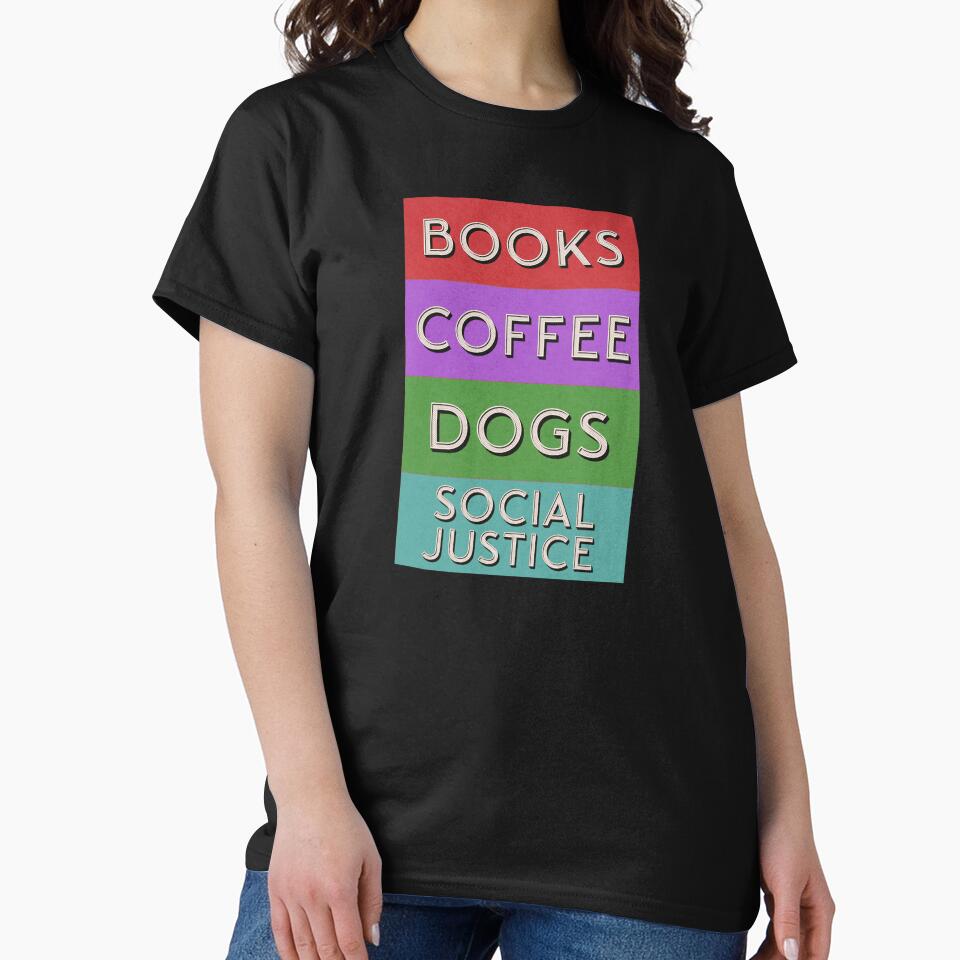 Books and coffee and dogs and social justice retro vintage by somi3art T-Shirts, Hoodie, Sweatshirt (Image 2)