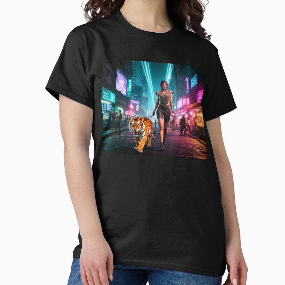 Cyberpunk Songbird late night walk with Tiger by aykiradesigns T-Shirts, Hoodie, Sweatshirt | BlankRebels.com (Image 2)