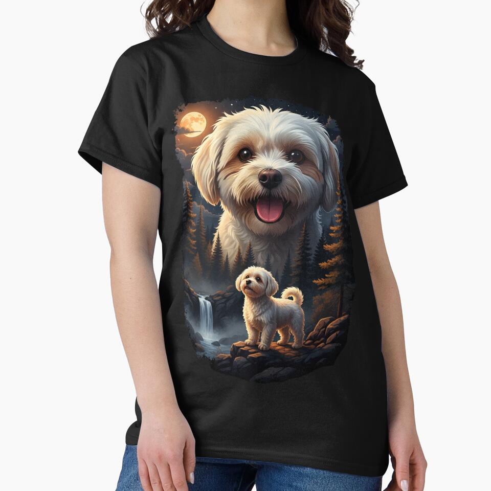 Vintage 90S Maltese Terrier Howling At The Moon by Stotee T-Shirts, Hoodie, Sweatshirt | BlankRebels.com (Image 2)