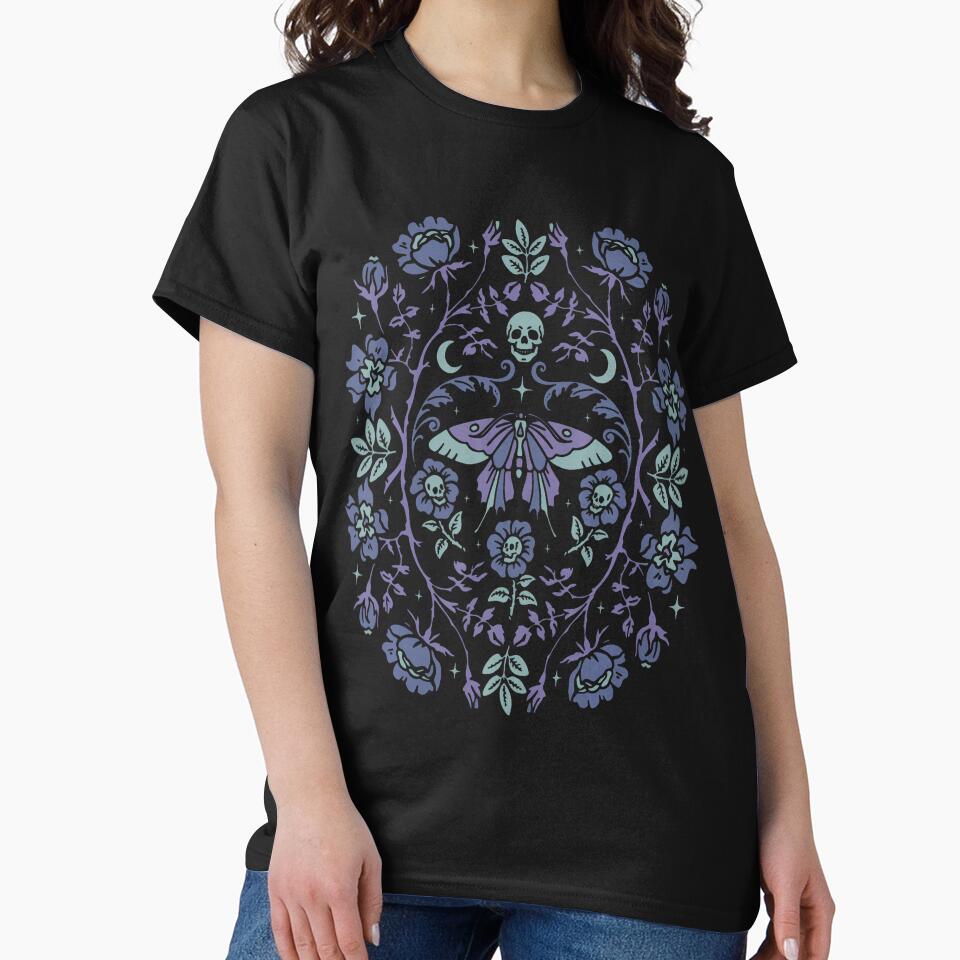 Gothic Garden Dark Academia Floral Skull Creepy Cute by kallerqptart T-Shirts, Hoodie, Sweatshirt | BlankRebels.com (Image 2)