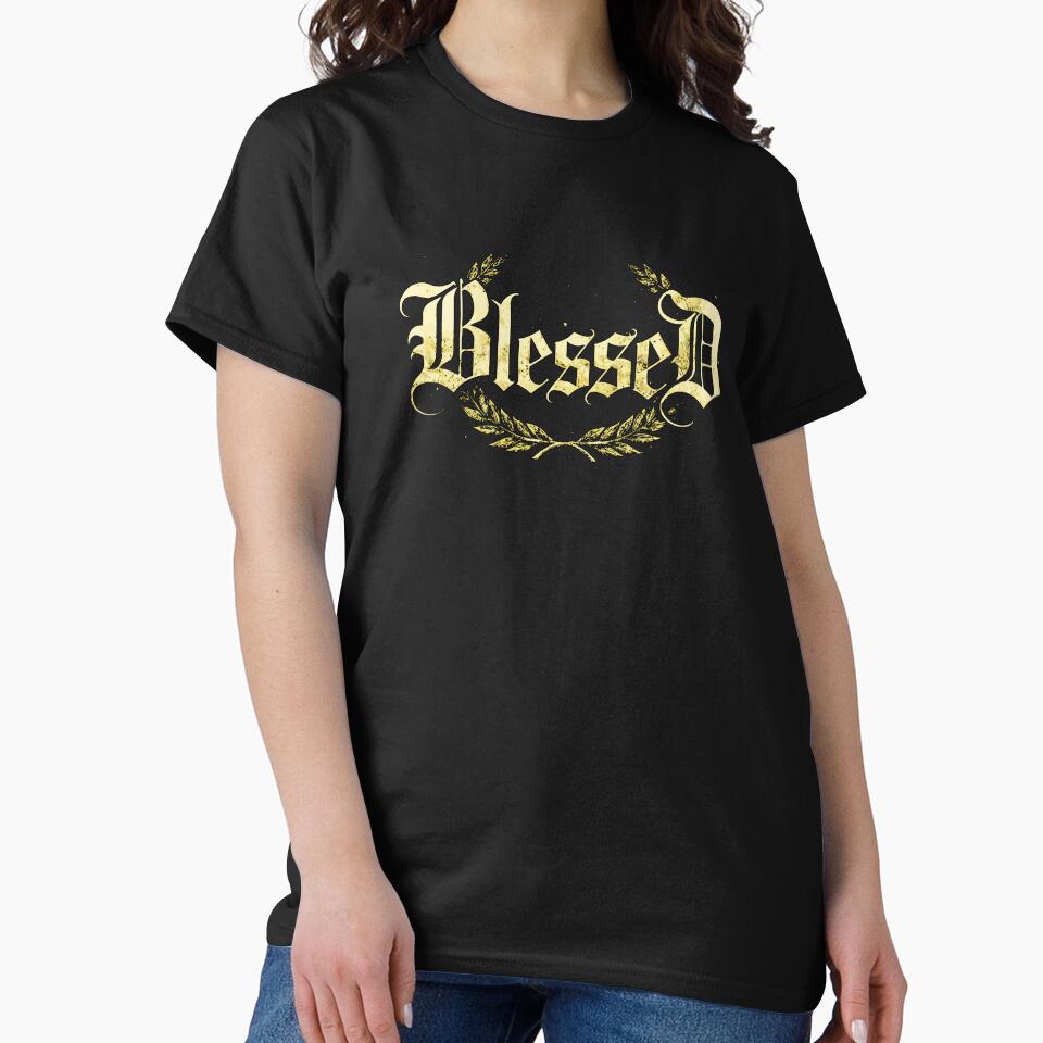 Blessed Gothic Lettering – Vintage Calligraphy Design by VikArtStudio T-Shirts, Hoodie, Sweatshirt (Image 2)