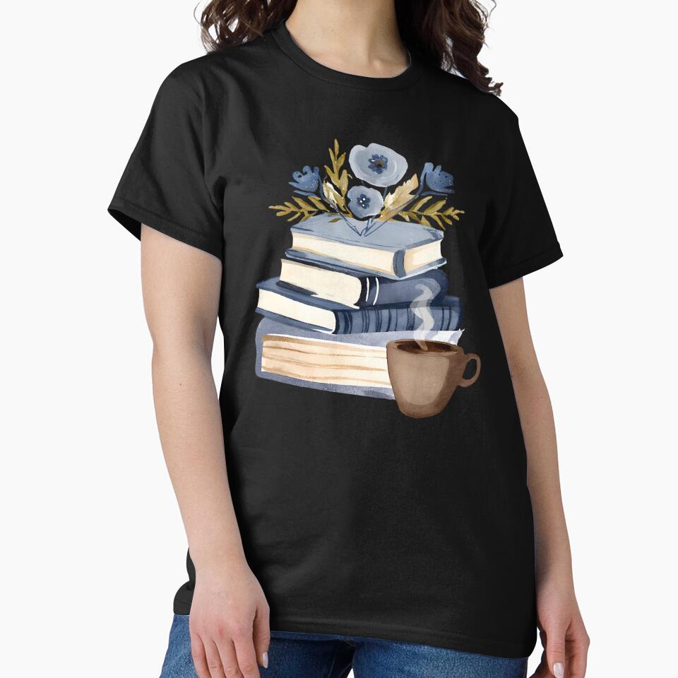 Books Coffee Flowers, Blue Watercolor by FarmOfCuties T-Shirts, Hoodie, Sweatshirt | BlankRebels.com (Image 2)
