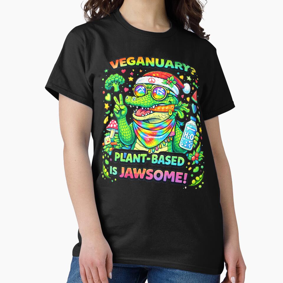 Veganuary Jawsome Plant‑Based Gator Vibes by AnnDesignStudio T-Shirts, Hoodie, Sweatshirt | BlankRebels.com (Image 2)