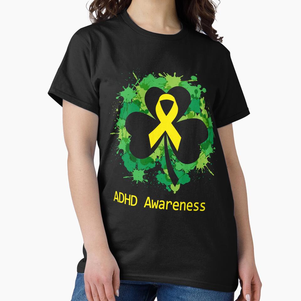 ADHD Awareness Clover Ribbon Happy Patricks Day Support ADHD Warrior Gifts by Tammyilaria T-Shirts, Hoodie,... (Image 2)