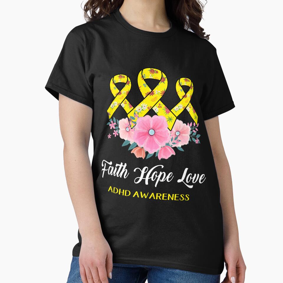 Faith Hope Love ADHD Awareness by frechettee T-Shirts, Hoodie, Sweatshirt | BlankRebels.com (Image 2)