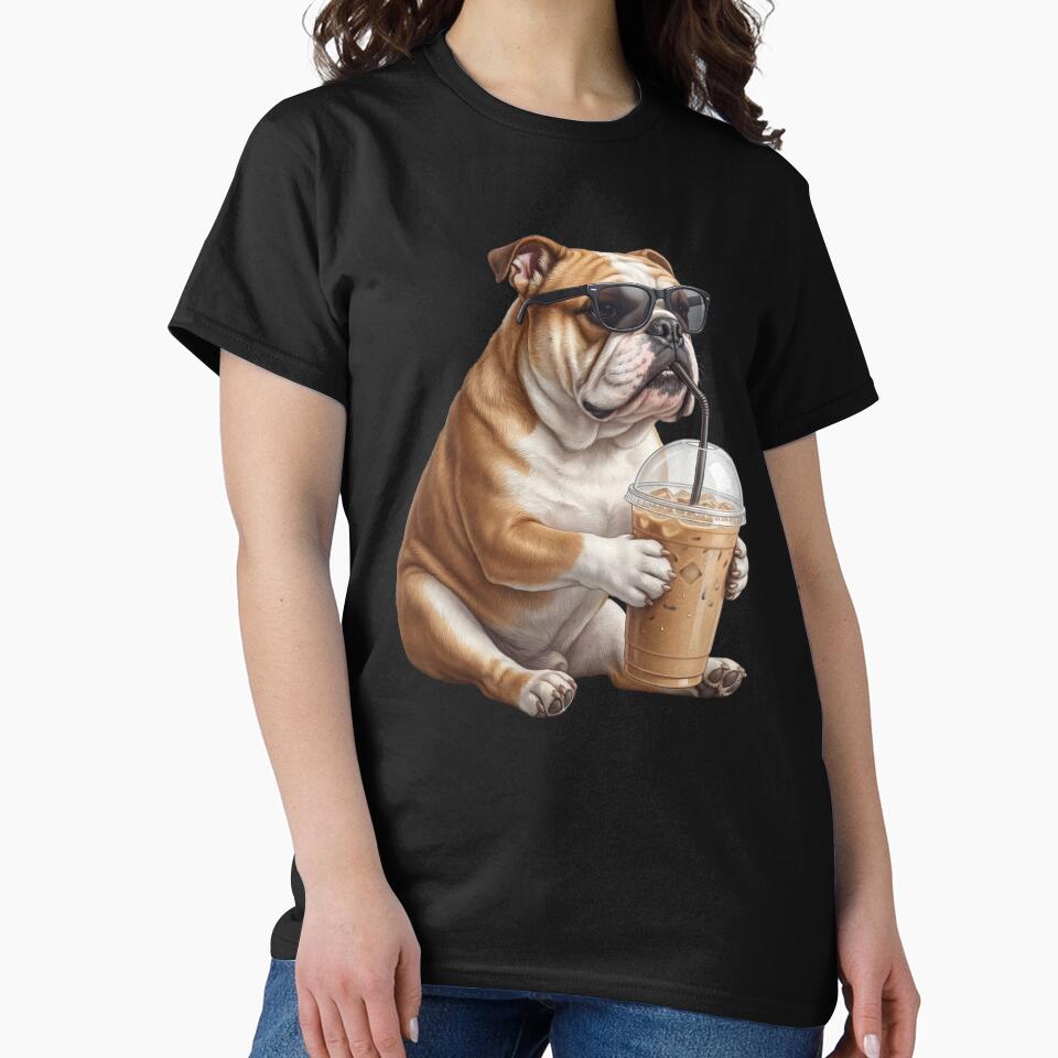 Funny Bulldog Drinking Iced Coffee Meme Dog Lover by TerryConnells