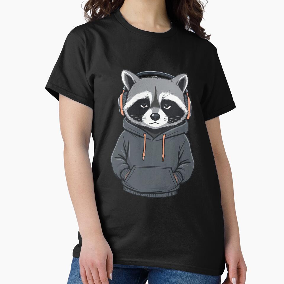 Unbothered Raccoon with Headphones | Cool Streetwear Raccoon Cartoon by ColorSplash123 T-Shirts, Hoodie, Sweatshirt (Image 2)