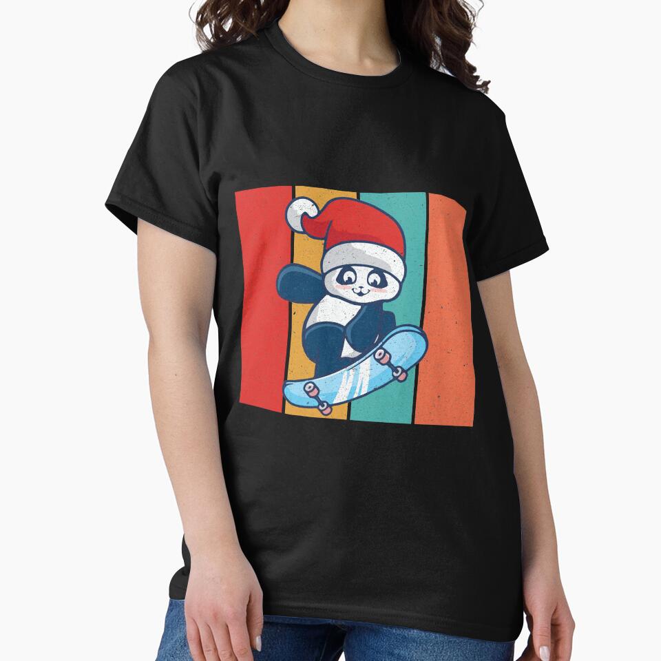 Cute Skater Panda Skatebording on Skateboard Christmas Gift by Wadia Hamda T-Shirts, Hoodie, Sweatshirt (Image 2)