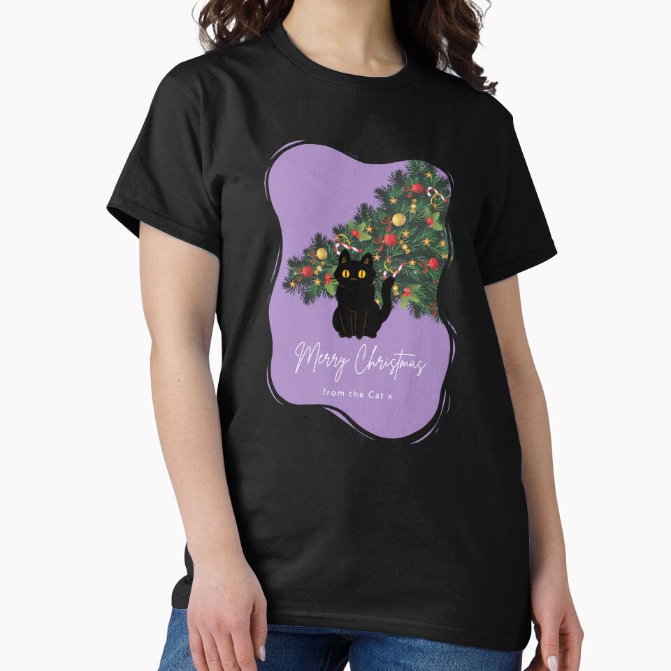 Merry Christmas From The Cat - Purple Christmas Aesthetic by mydoodlesateme T-Shirts, Hoodie, Sweatshirt (Image 2)