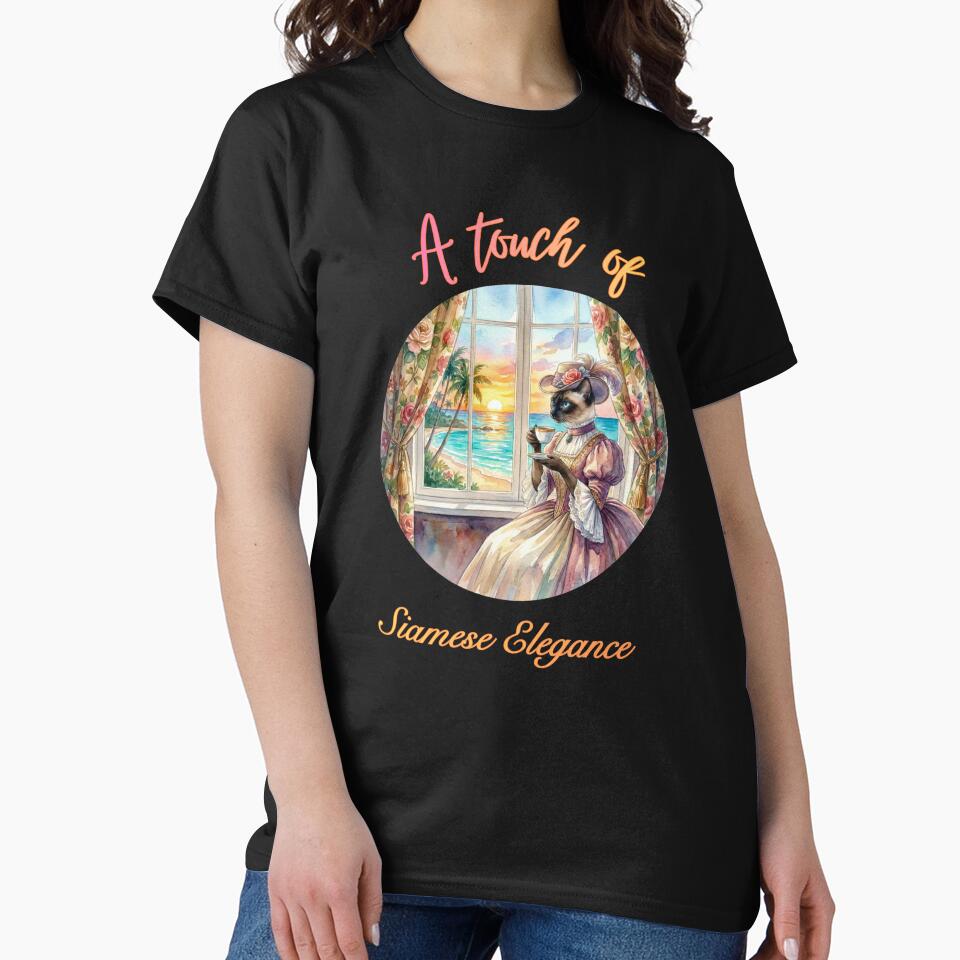 Siamese Elegance Victorian Cat Lady at Tropical Sunset Window by Fateh-Kro ⭐⭐⭐⭐⭐ T-Shirts, Hoodie, Sweatshirt (Image 2)