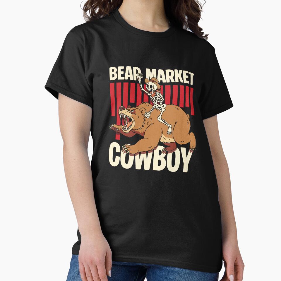 Bear Market Cowboy Skeleton | Stock Market and Crypto Humor by AnAzArt T-Shirts, Hoodie, Sweatshirt (Image 2)