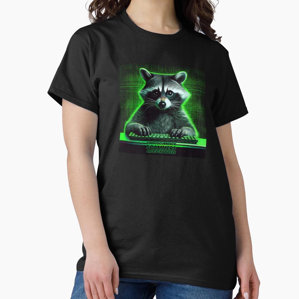 Funny satirical raccoon cryptocurrency scammer warning by Boxing Kangaroo Retail Company T-Shirts, Hoodie,... (Image 2)