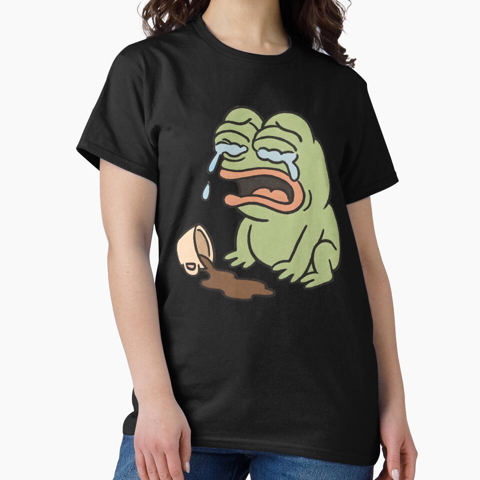 Sad Frog Crying Over Spilled Beverage — Funny Relatable Sticker by Geafixy T-Shirts, Hoodie, Sweatshirt (Image 2)