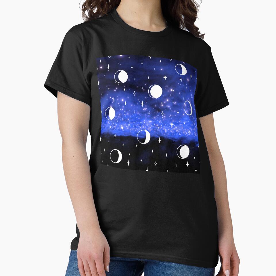 Moon Phase Night Sky Mystical Crescent Moon Stars by WildWoodlandWitch T-Shirts, Hoodie, Sweatshirt (Image 2)