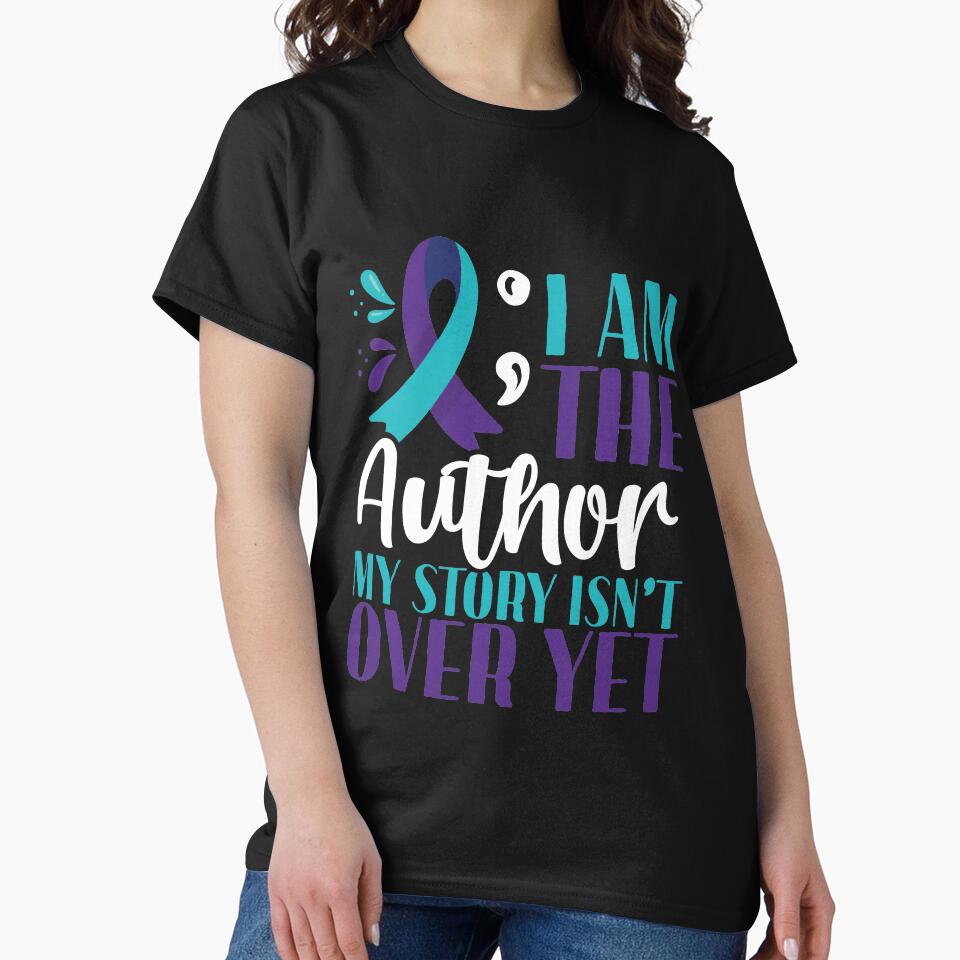 My Story Isnt Over Yet T-shirt Suicide Prevention T-shirt Purple and Blue Ribbon T-shirt by Maindy Hoodie,... (Image 2)