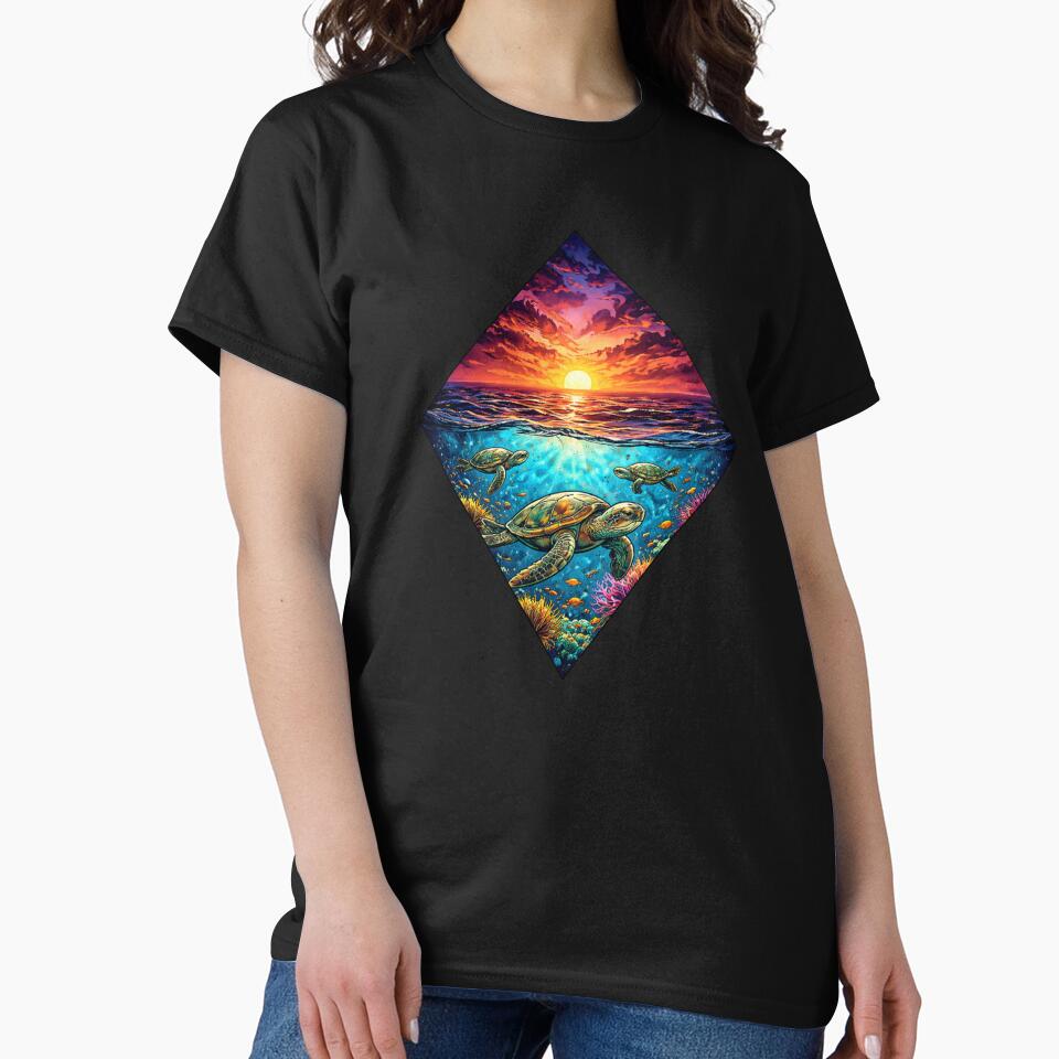 Sea Turtle Sunset by Planetporridge T-Shirts, Hoodie, Sweatshirt | BlankRebels.com (Image 2)