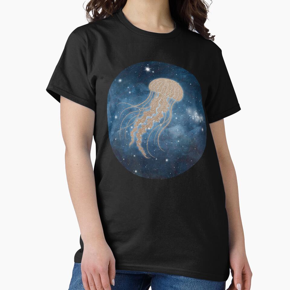 Jellyfish Cosmic Sea illustration design by 3DDesignSpot T-Shirts, Hoodie, Sweatshirt | BlankRebels.com (Image 2)