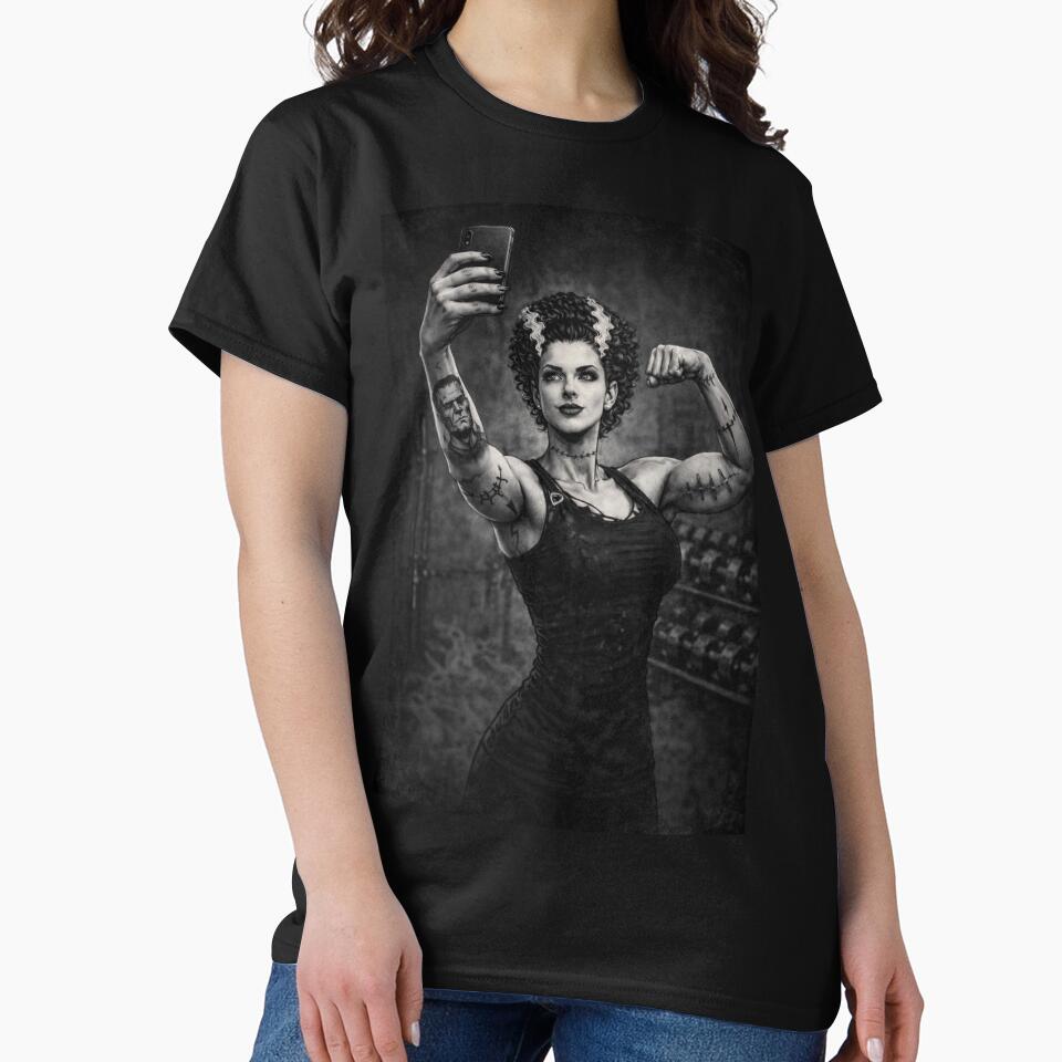Bride of Frankenstein Gym Selfie-Gothic Fitness Horror Art by judgehydrogen