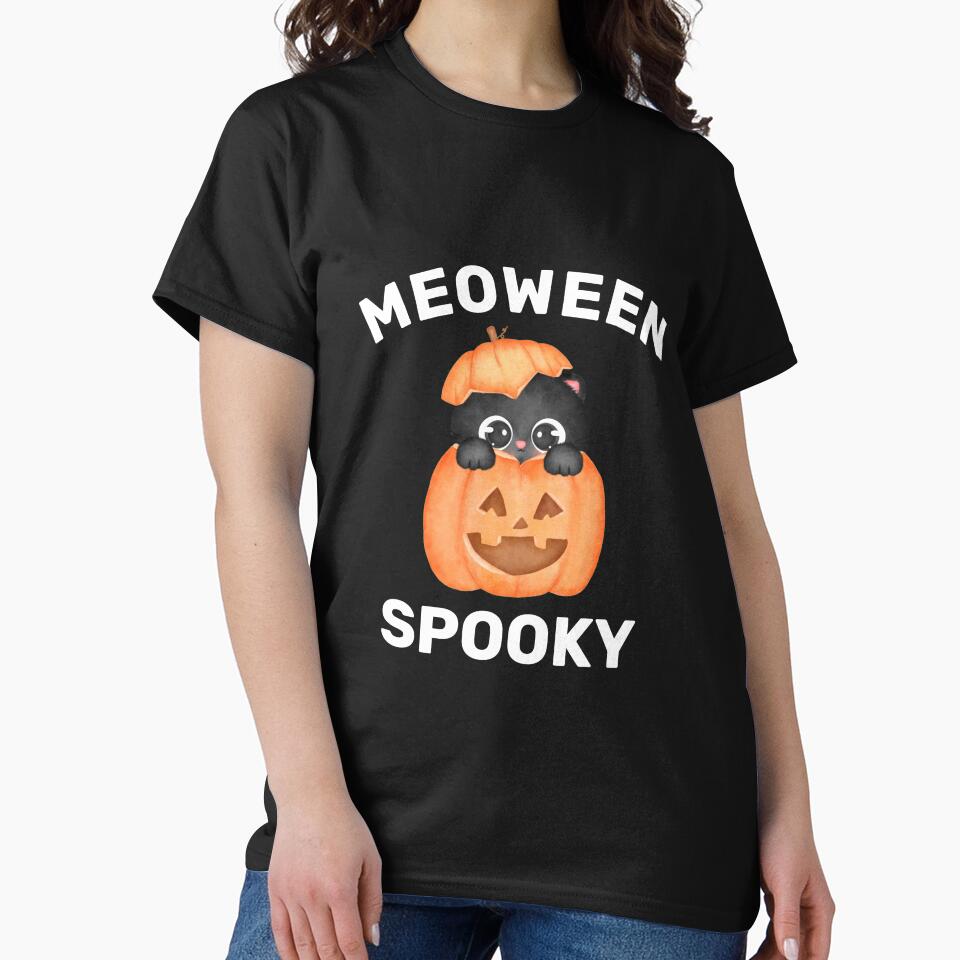 Cute Meow Spooky Meoween Halloween Creepy Cats Meow Halloween by lodarohit T-Shirts, Hoodie, Sweatshirt (Image 2)